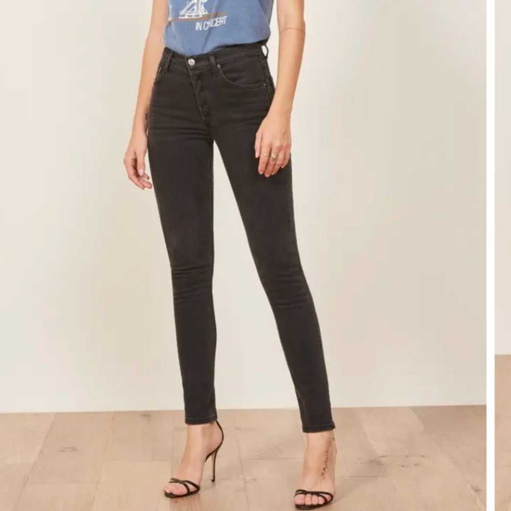 Serena High Skinny Jean in Dark Gray Black Wash Size 27